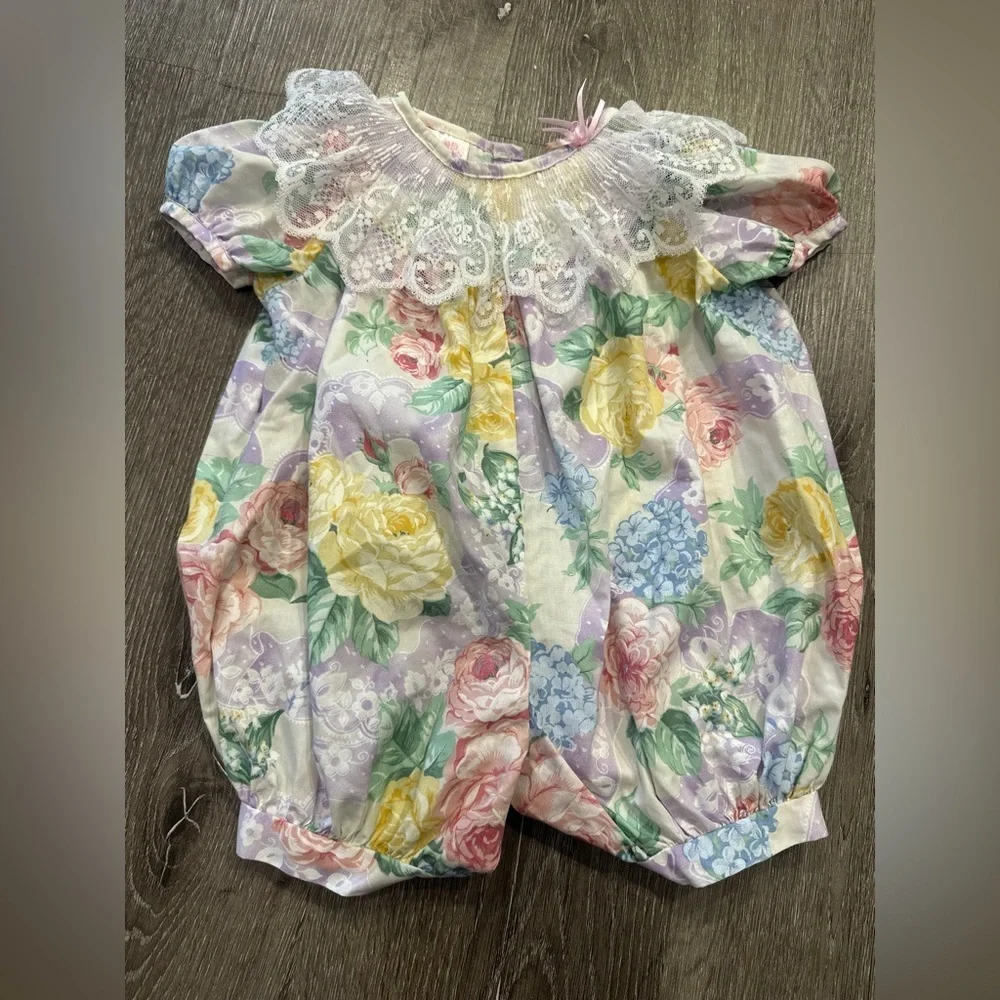Vintage floral baby romper